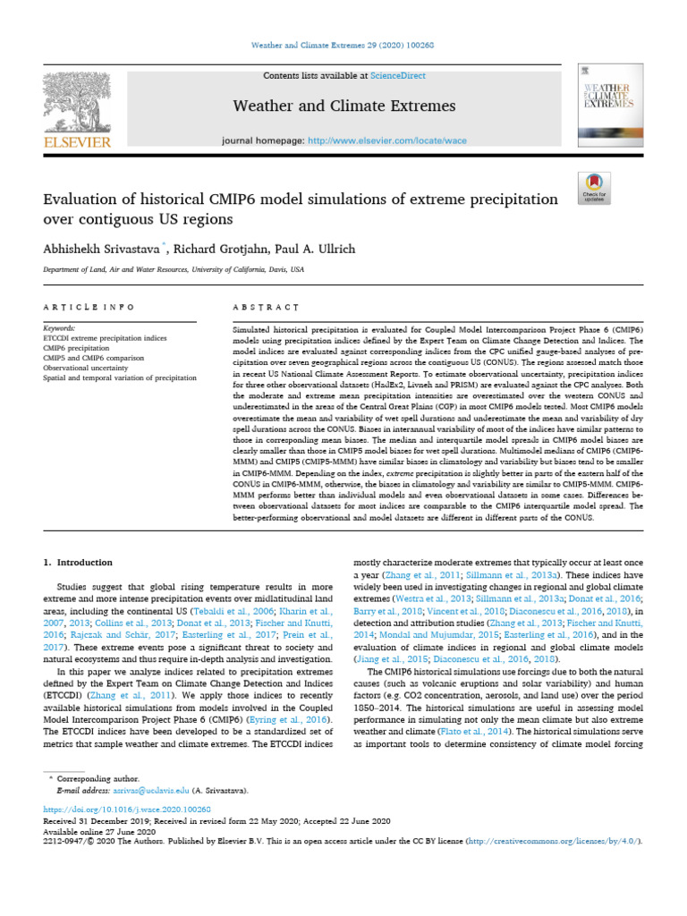 CMIP6 Model Evaluation of US Precipitation | PDF | Climate | Precipitation
