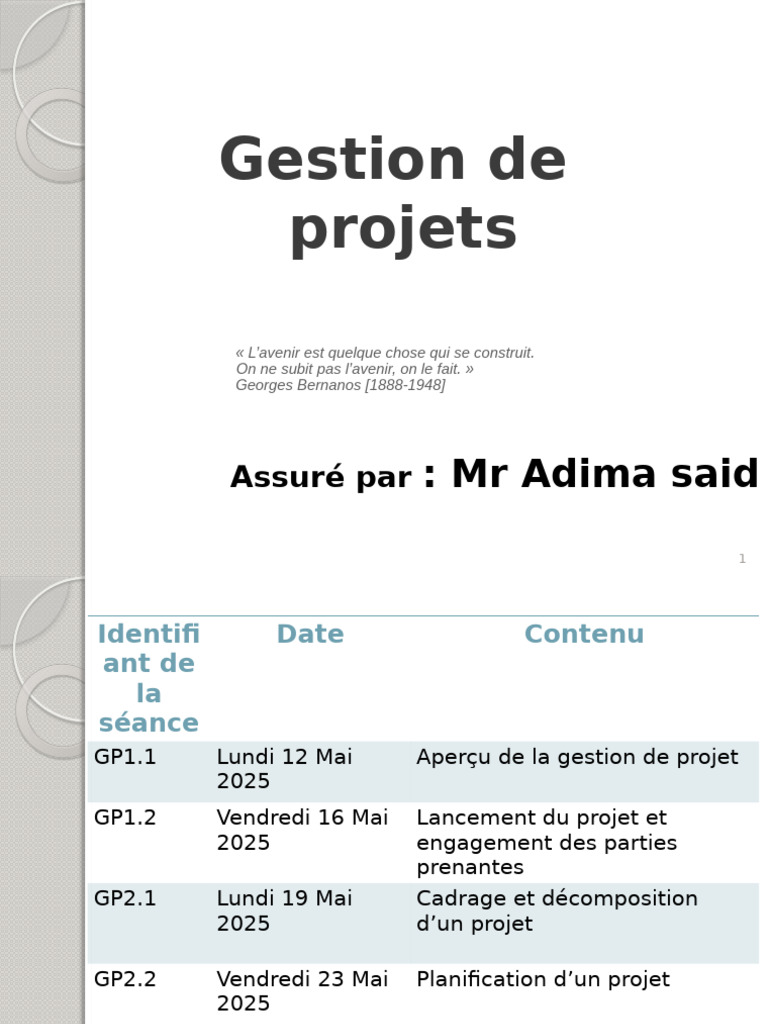 Introduction à la gestion de projet | PDF | Planification | Gestion de ...