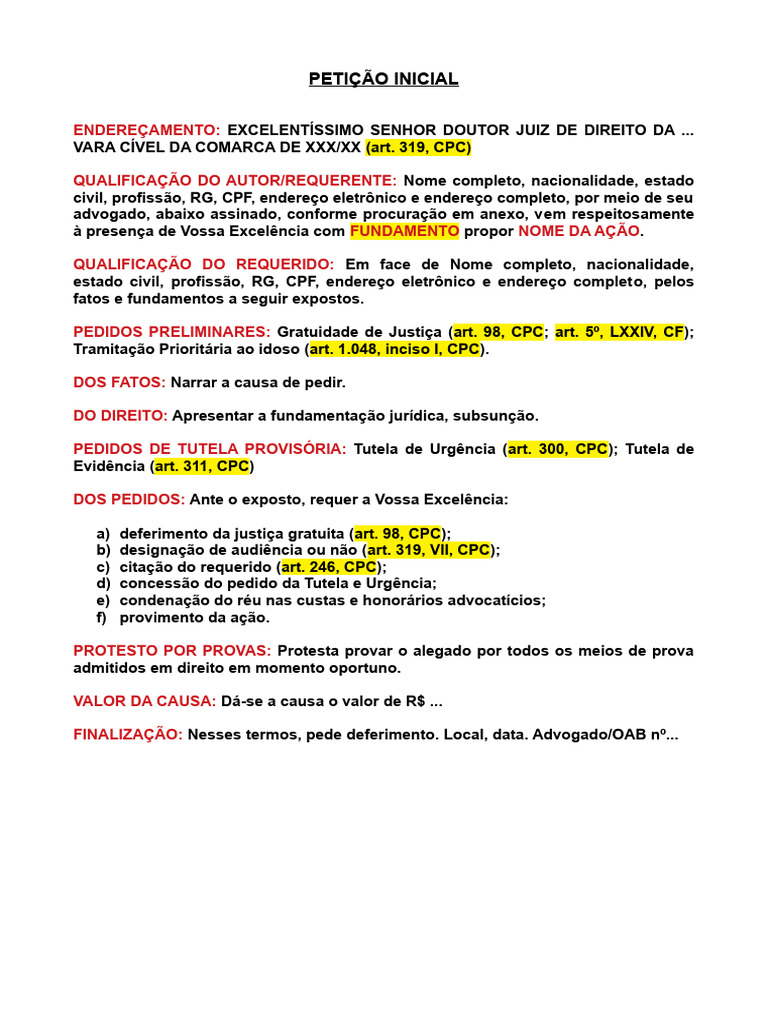 Petição Inicial: Ação Judicial e Pedidos | PDF