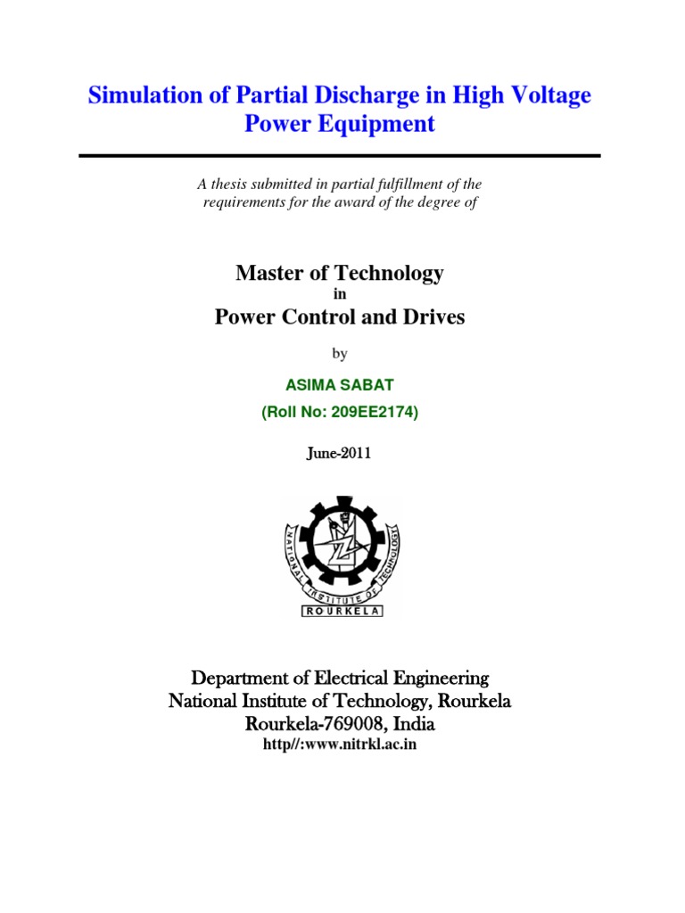 Partial Discharge Simulation in HV Equipment | PDF | Electrical ...