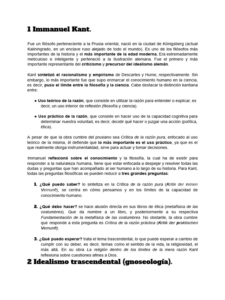 Apuntes Filosofía Examen 4 | PDF | Immanuel Kant | A priori y a posteriori