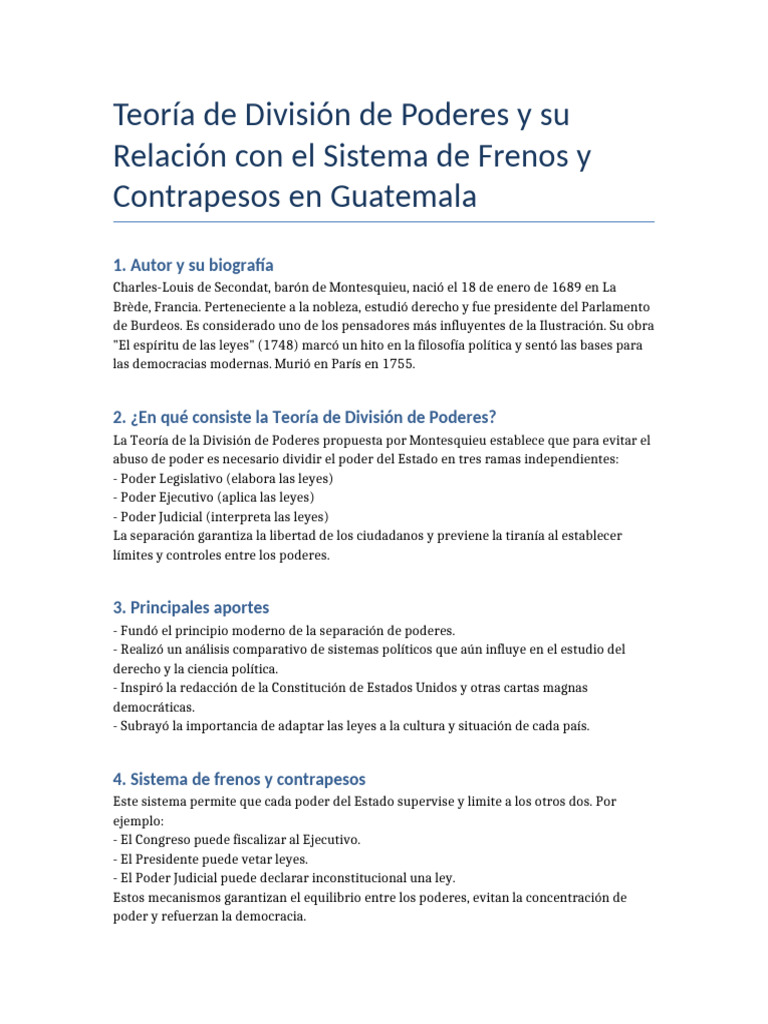 División de Poderes en Guatemala | PDF | Separación de poderes ...