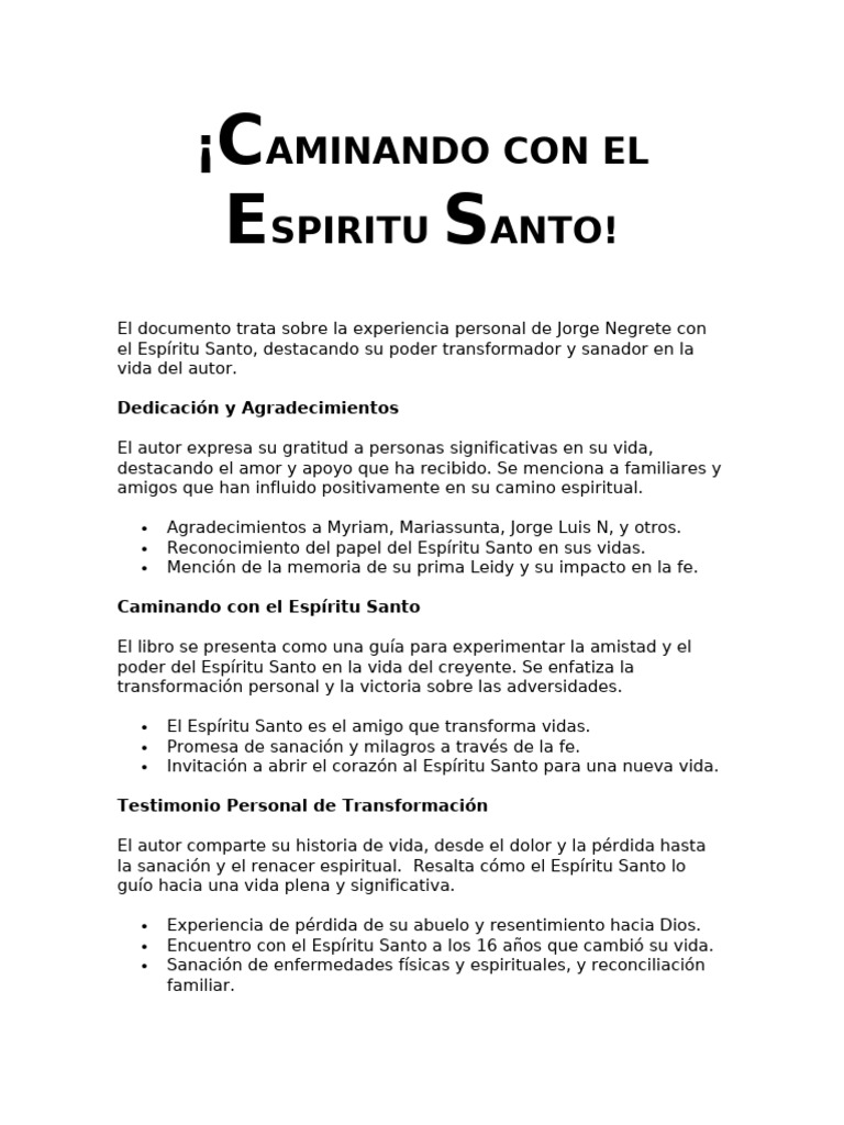 Transformación Espiritual con el Espíritu Santo | PDF | Fe | Carisma