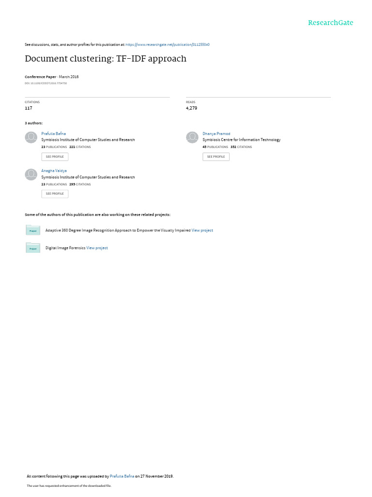 Document Clustering Using TF-IDF | PDF | Cluster Analysis | Information ...