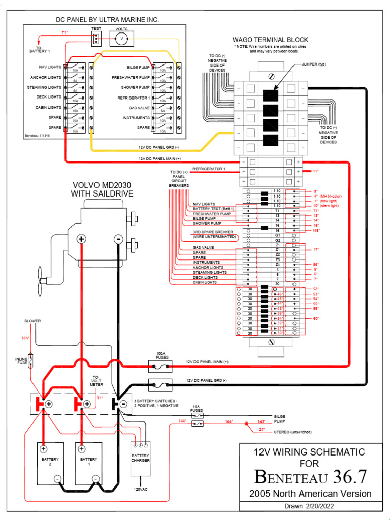 12V DC Wiring Schematic for Beneteau 36.7 | PDF | Fuse (Electrical ...
