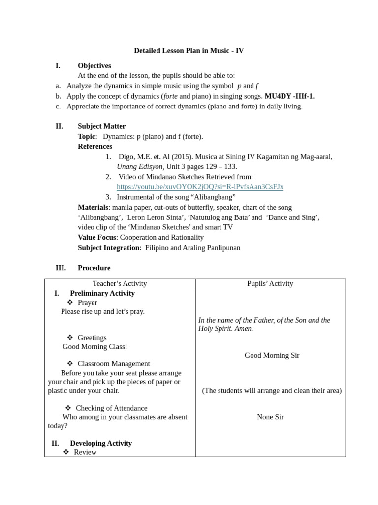 Music Lesson Plan: Dynamics in Singing | PDF | Musicology