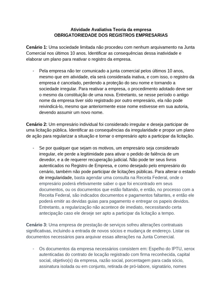 Atividade Avaliativa Teoria Da Empresa | PDF
