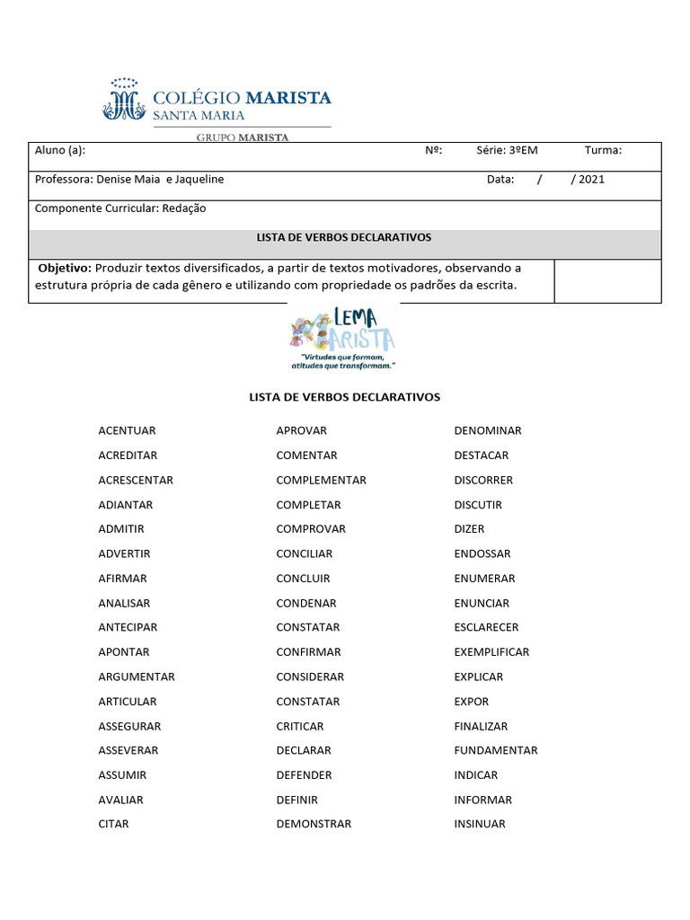 Lista de Verbos Declarativos | PDF