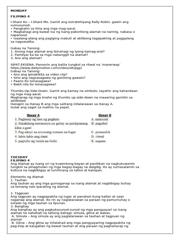 Monday Filipino 4 | PDF