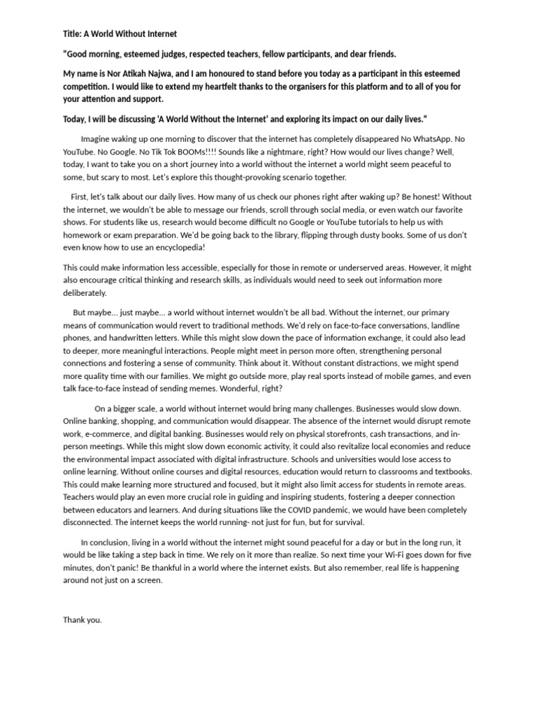 A World Without the Internet | PDF | Educational Technology | Learning