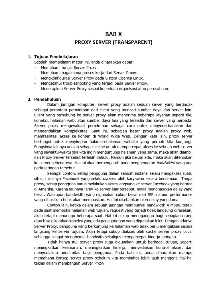 Panduan Konfigurasi Proxy Server Linux | PDF