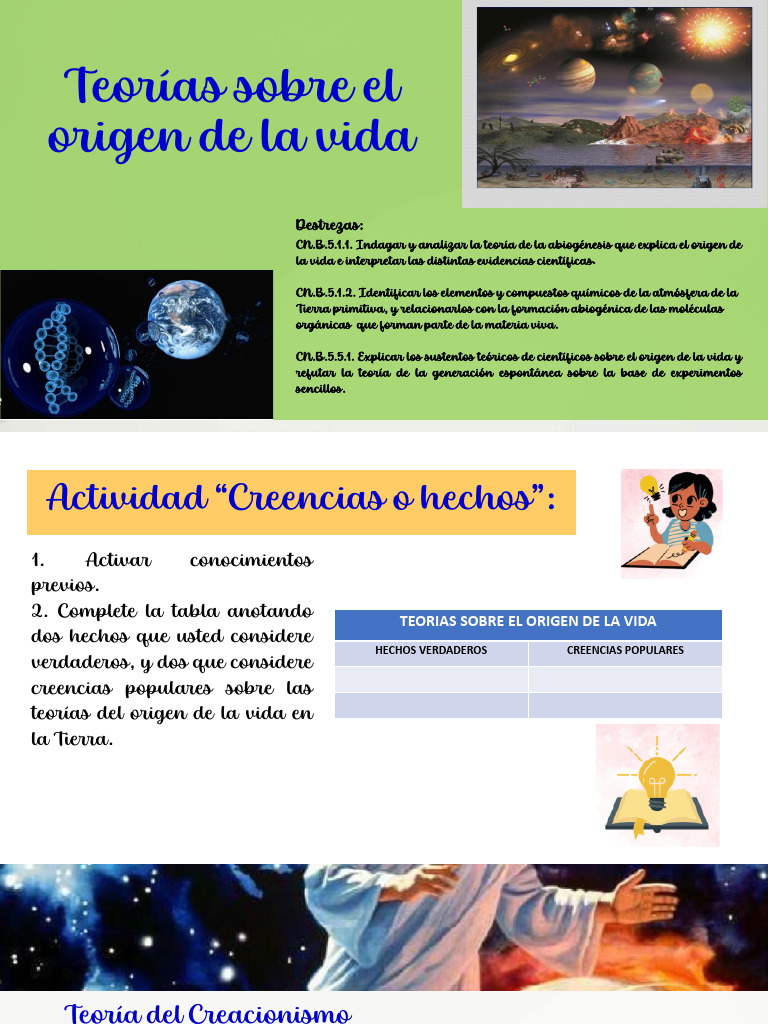 Teorías del Origen de la Vida en la Tierra | PDF | Abiogénesis | Naturaleza