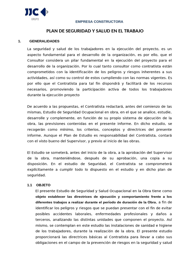 Plan de Seguridad y Salud en Construcción | PDF | Seguridad y salud ...
