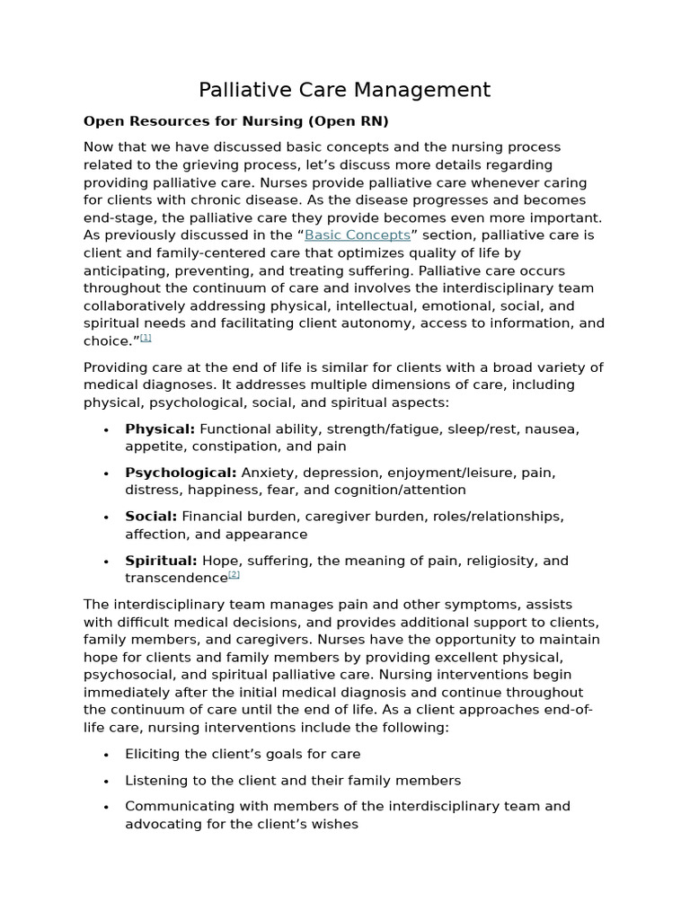 Palliative Care Management for Nurses | PDF | Palliative Care | Hospice