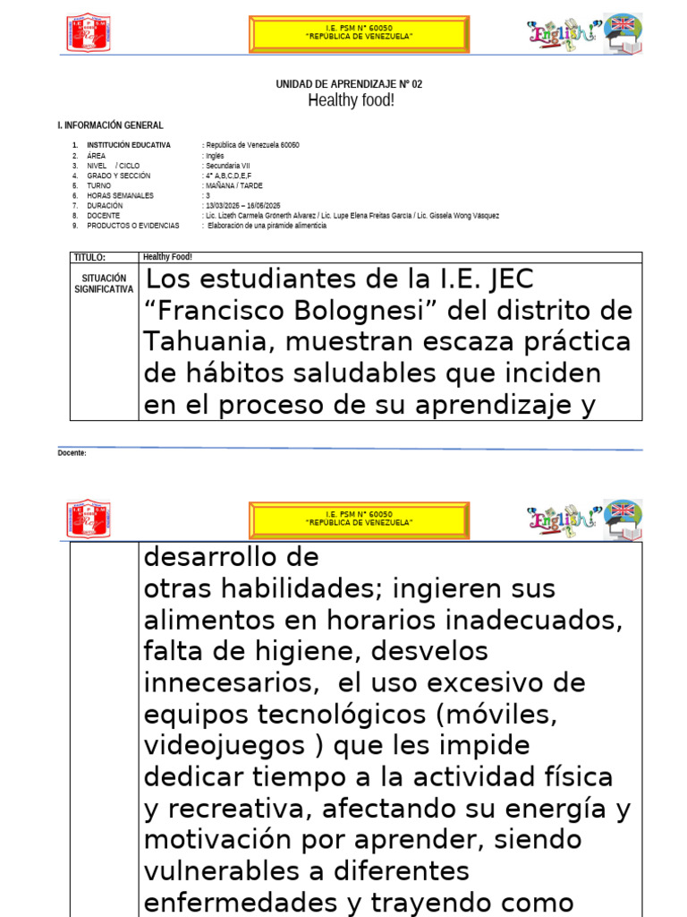 Unidad de Aprendizaje 2 Del 4° - 2025 | PDF | Aprendizaje | Evaluación