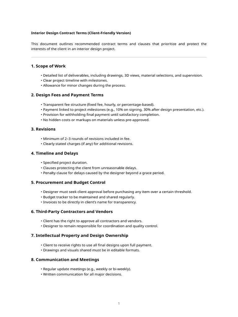 Client-Friendly Interior Design Terms | PDF | Business Law | Private Law