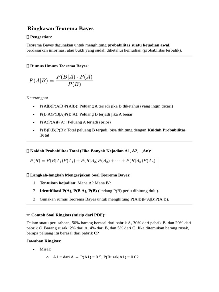 Rumus dan Contoh Teorema Bayes | PDF