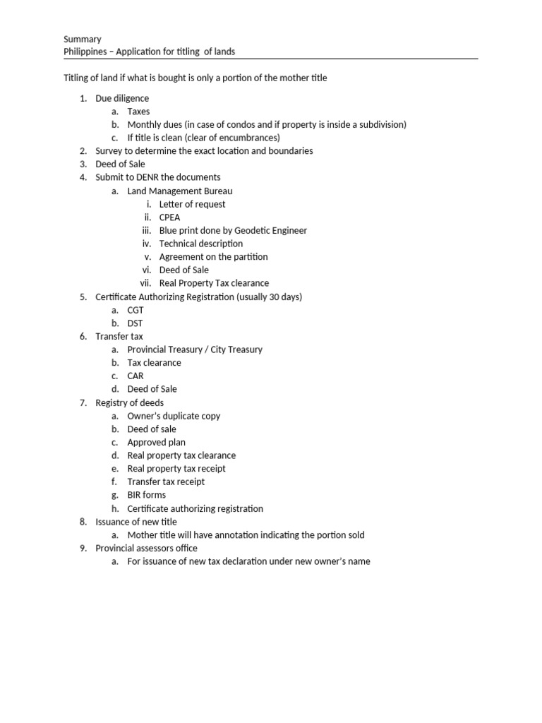 Philippines Land Titling Process Guide | PDF