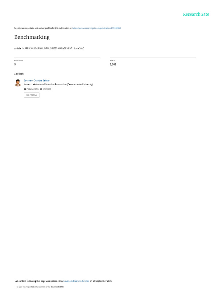 27 AJBMBenchmarking June 2010 | PDF | Benchmarking | Strategic Management