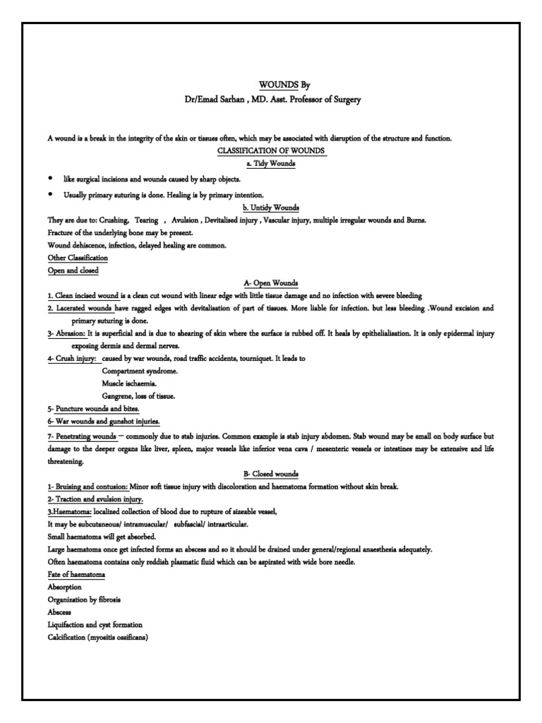 Comprehensive Guide to Wound Classification | PDF | Wound | Medical ...