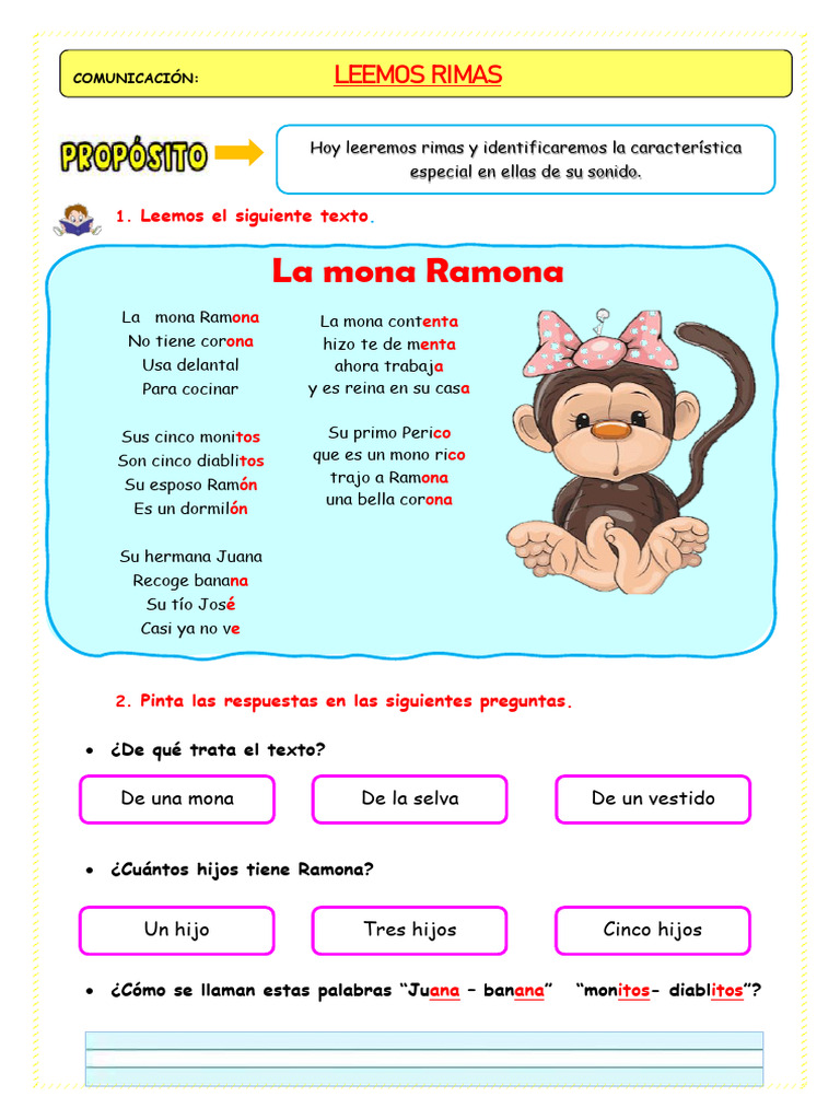 Ficha D1 Com Leemos Rimas Pdf