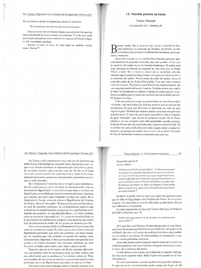 Función Paterna en Lacan y Freud | PDF | Jacques Lacan | Complejo de Edipo