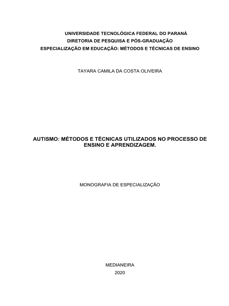 Métodos de Ensino para Crianças Autistas | PDF | Autismo | Aprendizado