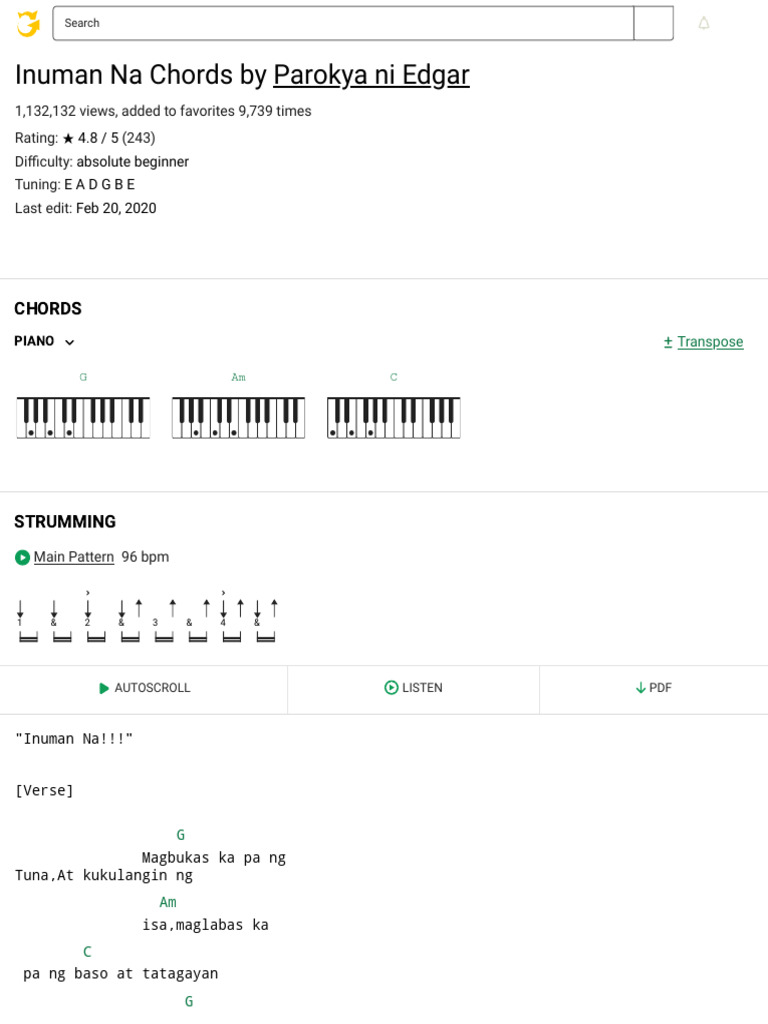 INUMAN NA CHORDS by Parokya Ni Edgar @ | PDF