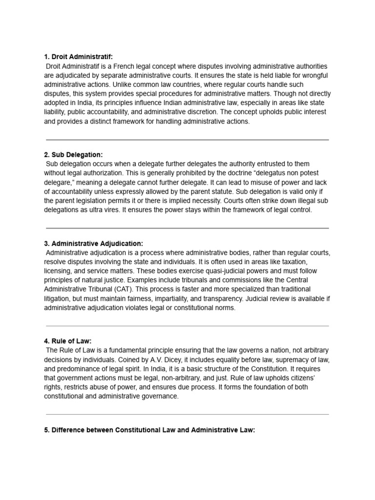 Model and Cycle 2 Marks Administrative Law (1) - 1 | PDF ...