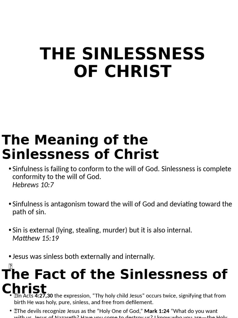 The Sinlessness of Christ | PDF | Jesus | Sin