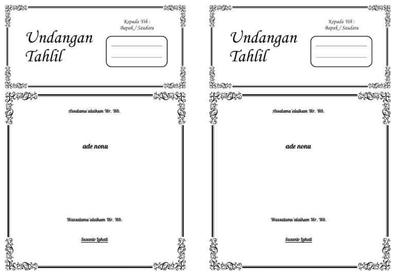 Undangan Do'a 7 Hari Ade Nonu | PDF