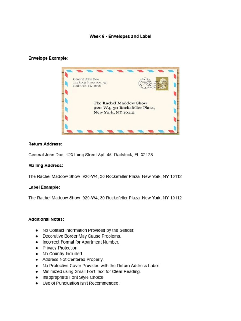 WEEK 6 - Envelopes and Label-3 | PDF