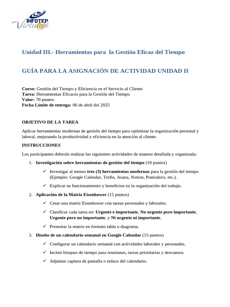Unidad II. Herramientas para La Gestion Del Tiempo. | PDF | Gestión del ...