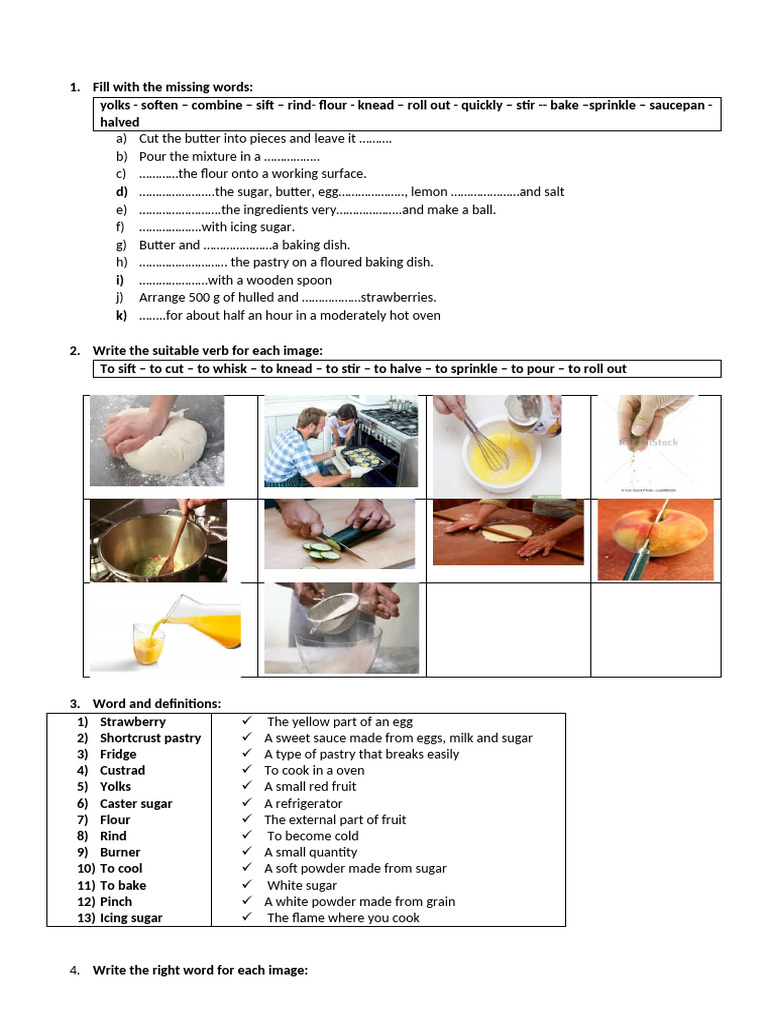 Cooking Words Flashcards Picture Dictionaries Tests 111201 | PDF
