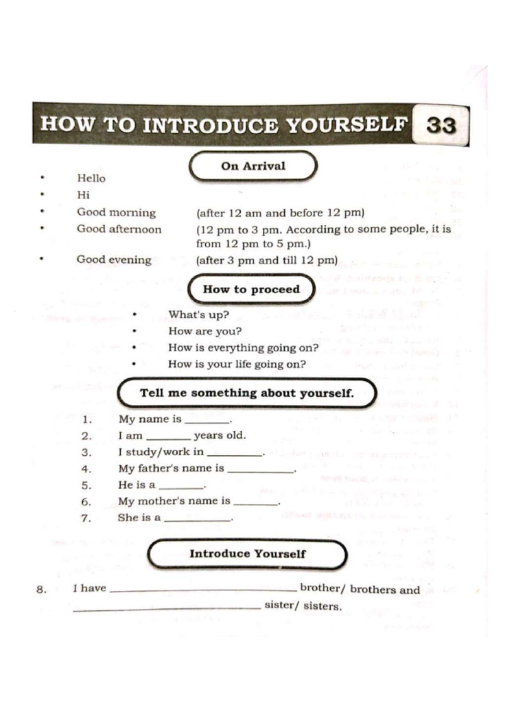 Spoken English (Self Introduction) | PDF