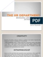 The HR Department: Bringing Creativity and Intrapeneurship