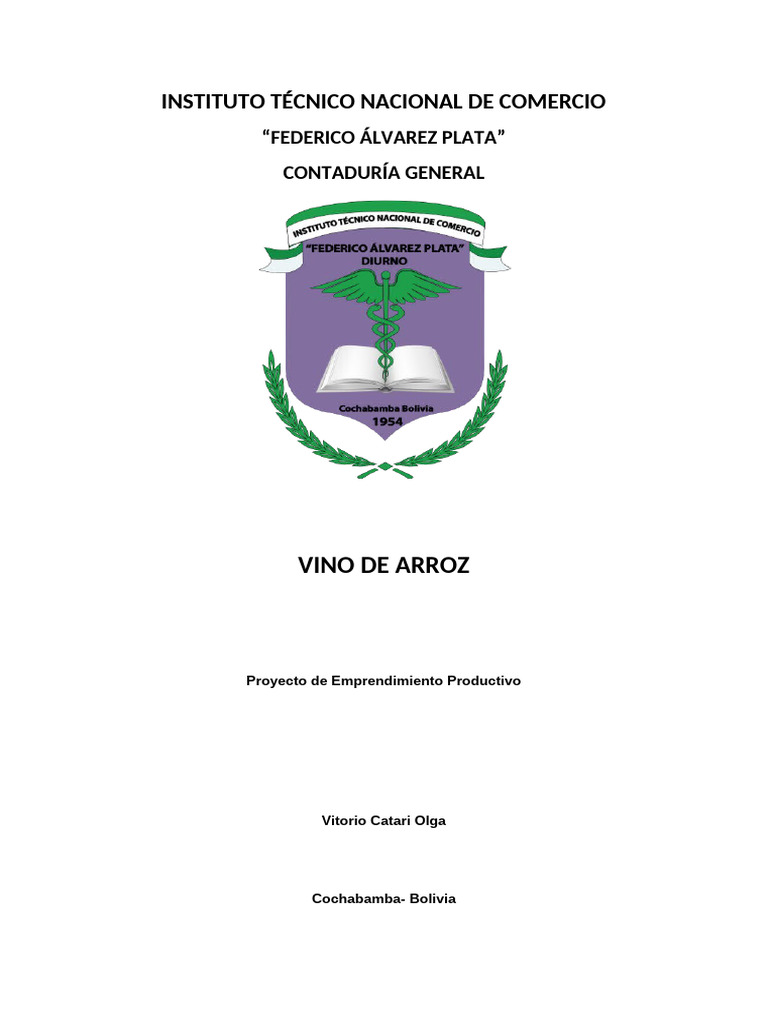 Proyecto de Vino de Arroz en Bolivia | PDF