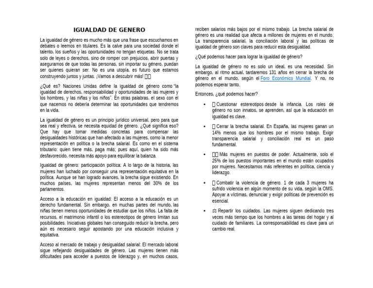 Igualdad de Género: Claves y Desafíos | PDF | Estudios de género ...