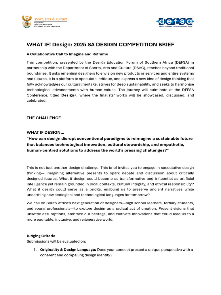 2025 SA Design Competition Brief | PDF | Sustainability | Liberal Arts ...