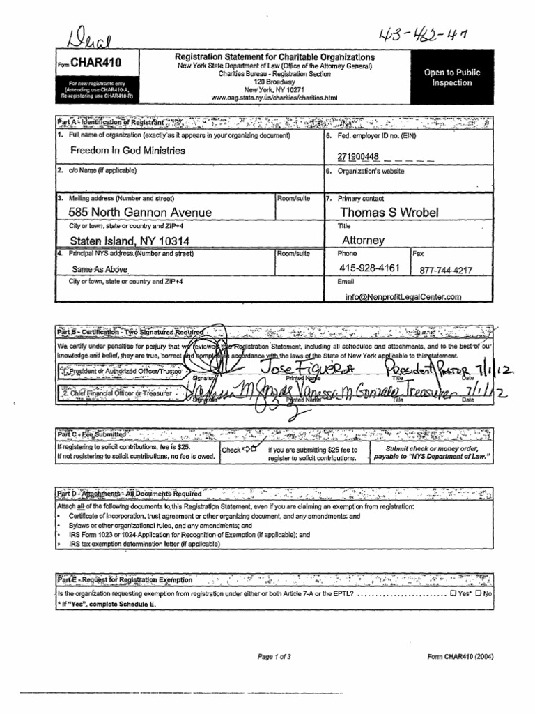 Charitable Organization Registration Form | PDF | Corporations ...