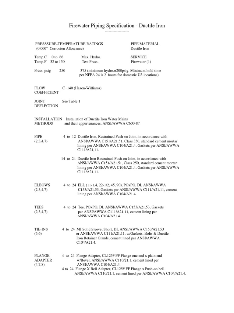 Firewater Piping Specification Guide | PDF | Pipe (Fluid Conveyance ...