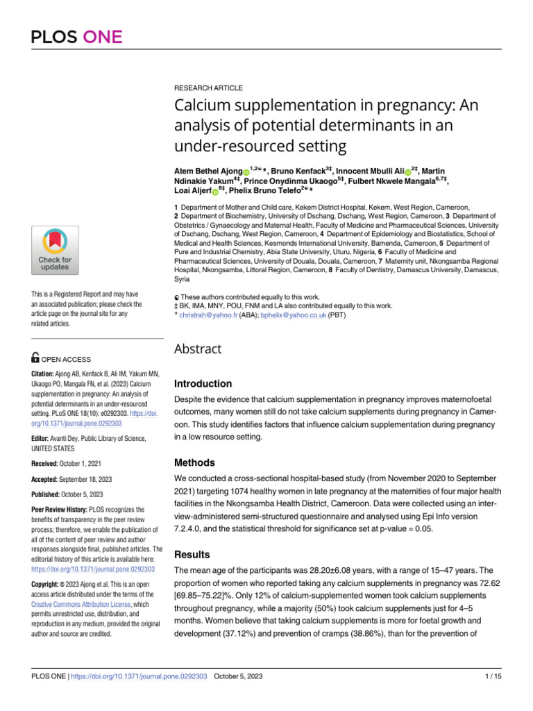 Calcium Supplementation in Pregnancy Factors | PDF | Pregnancy ...