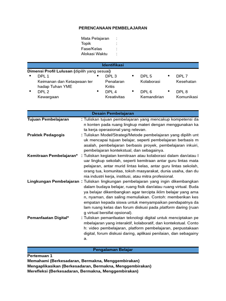 Contoh RPP PM _Pelatihan | PDF