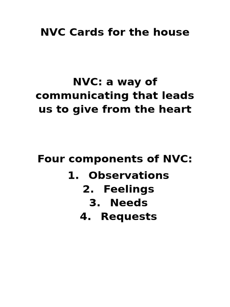 NVC: Four Steps to Compassionate Communication | PDF | Anger | Empathy
