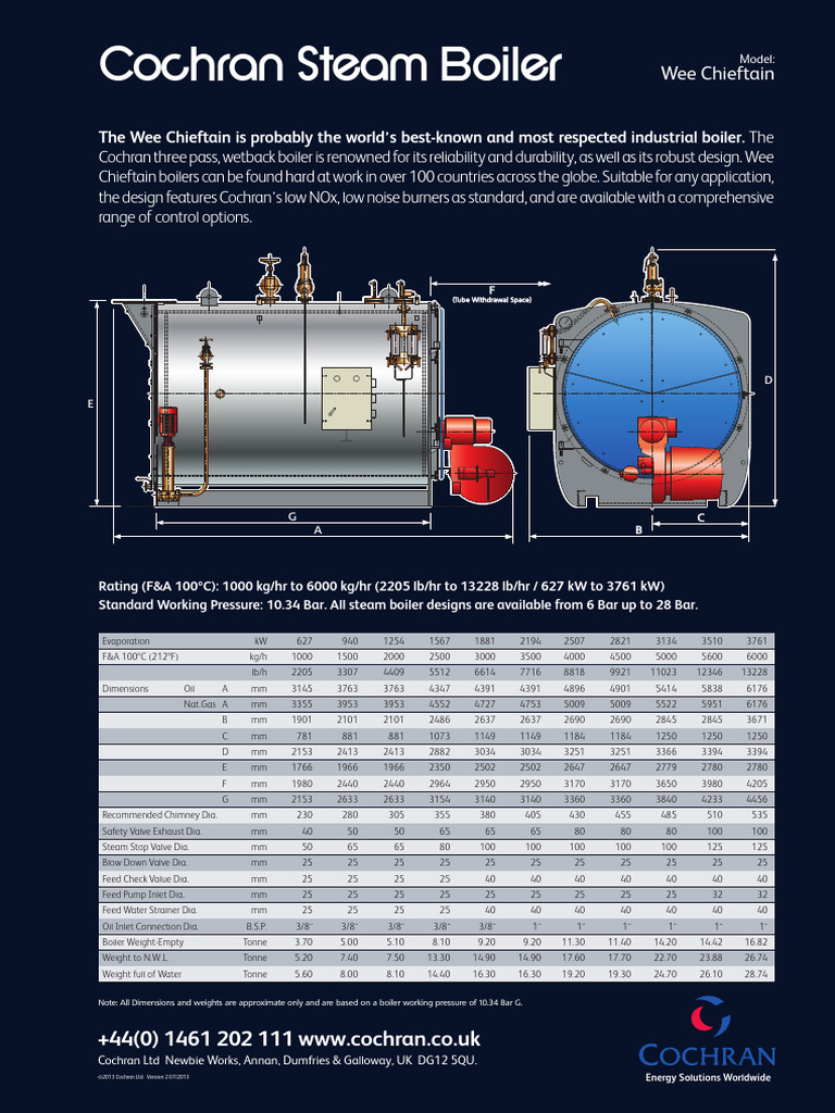 Wee Chieftain Boiler Specifications | PDF | Boiler | Energy Technology