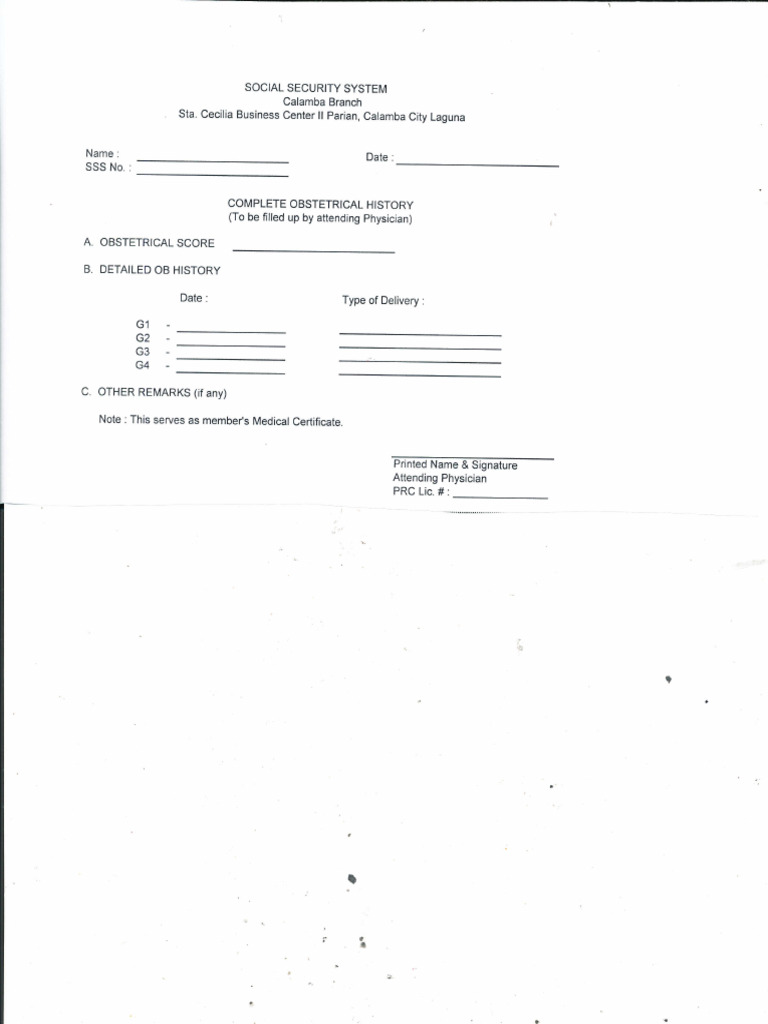 Complete Obstetrical History Form | PDF