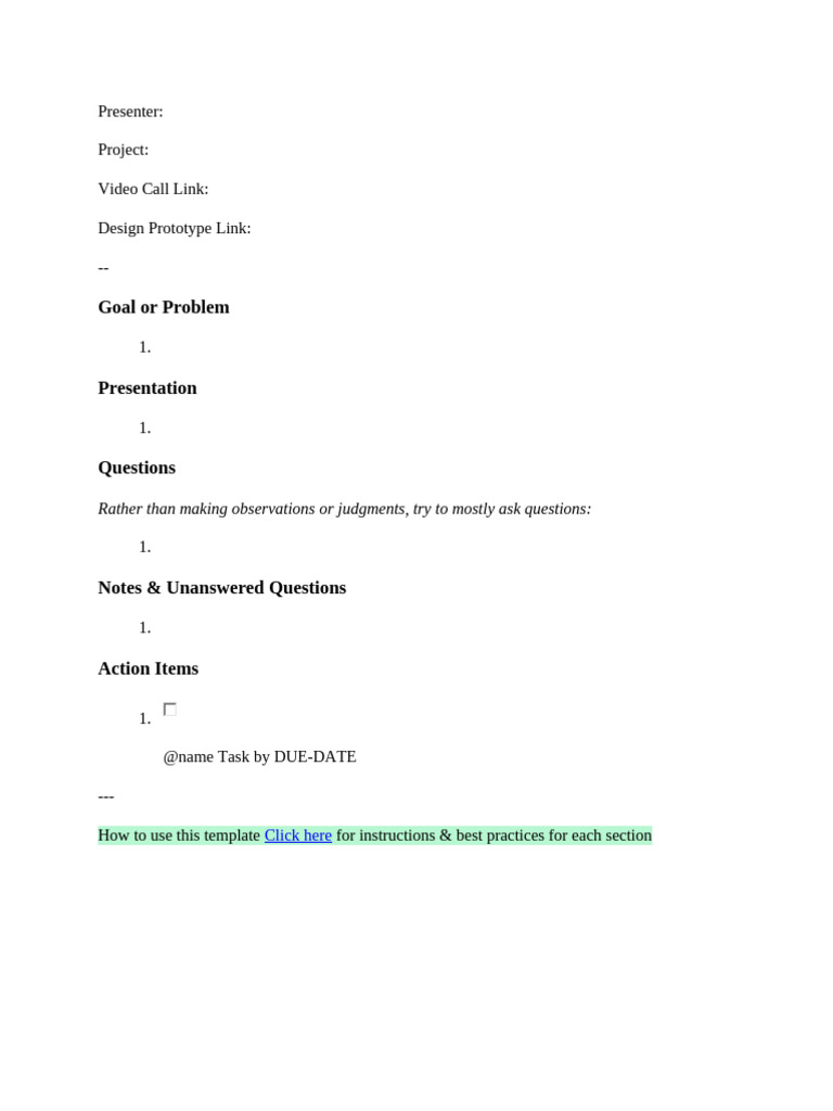 Design Critique Template Guide | PDF