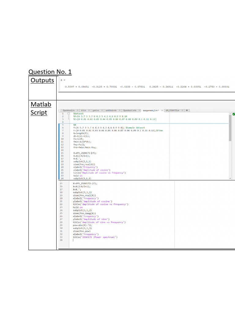 Question No. 1 Outputs | PDF