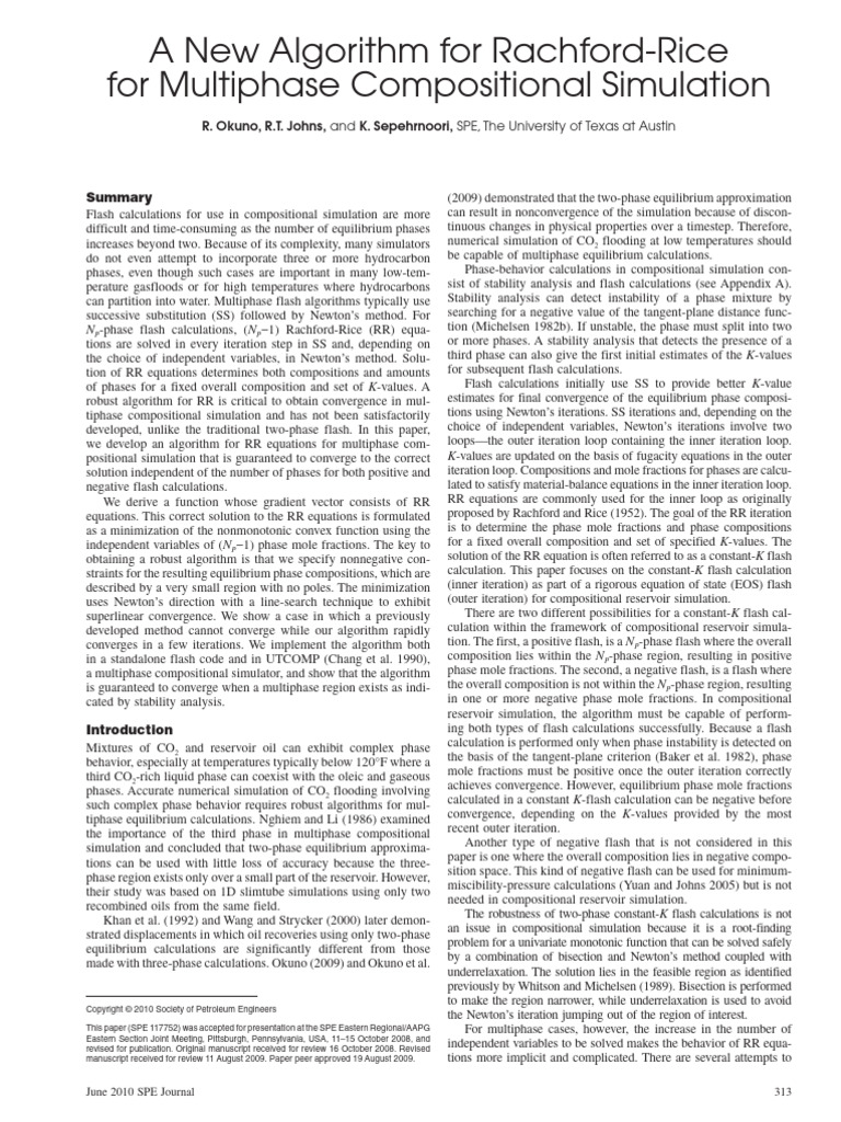 New Rachford-Rice Algorithm for Multiphase Simulation | PDF ...