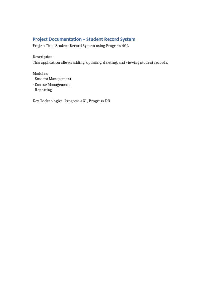 Student Record System Documentation | PDF